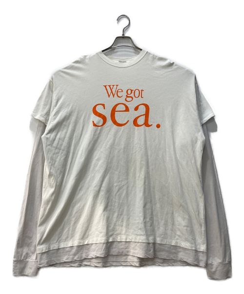 SEA（シー）SEA (シー) Tシャツ  コットンバイカラー4XLレイヤードグラフィックロングスリーブTEEシャツ   110721121 ホワイト サイズ:FREEの古着・服飾アイテム