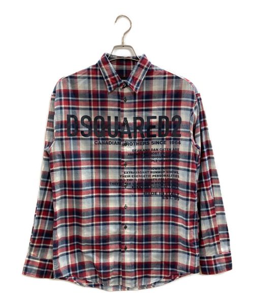 DSQUARED2（ディースクエアード）DSQUARED2 (ディースクエアード) CERESIO 9 CHECK シャツ レッド サイズ:46の古着・服飾アイテム