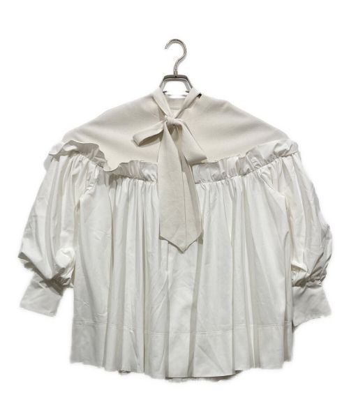 CELFORD（セルフォード）CELFORD (セルフォード) バックリボンニットコンビプルオーバーブラウス ホワイト サイズ:FREEの古着・服飾アイテム
