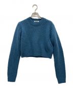 AURALEEオーラリー）の古着「WOOL BABY CAMEL BRUSHED YARN KNIT SHORT P/O」｜ブルー