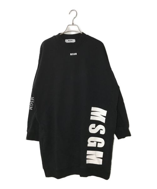 MSGM（エムエスジーエム）MSGM (エムエスジーエム) ロゴプリントスウェットワンピース ブラック サイズ:Sの古着・服飾アイテム