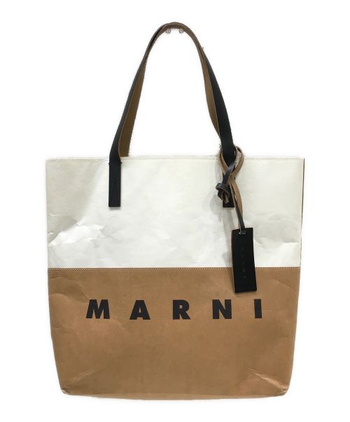 MARNI（マルニ）MARNI (マルニ) ペーパートートバッグ ホワイト×ベージュの古着・服飾アイテム