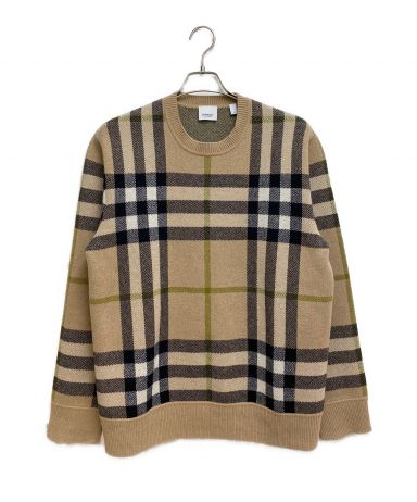 [中古]BURBERRY(バーバリー)のメンズ トップス チェック柄カシミヤセーター