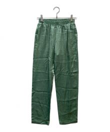 H BEAUTY&YOUTH（エイチ ビューティー&ユース）の古着「SATIN DRAWSTRING TAPERED PANTS」｜黄緑