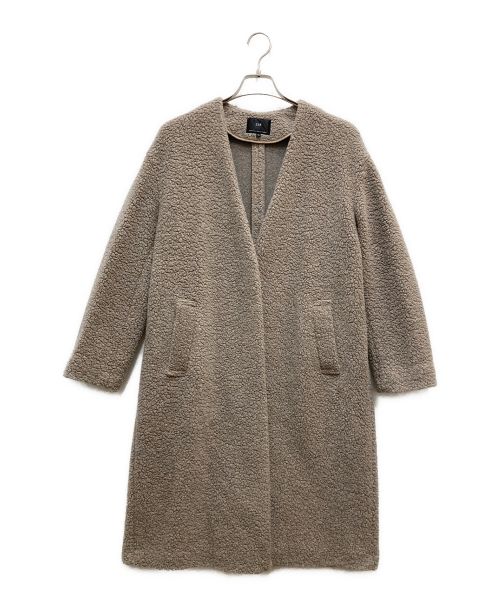 23区（ニジュウサンク）23区 (ニジュウサンク) ボアジャージーノーカラーコート ベージュ サイズ:38の古着・服飾アイテム