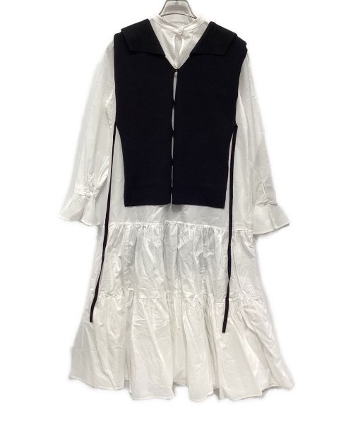 Ameri（アメリ）Ameri (アメリ) COLLAR KNIT VEST WITH DRESS ブラック サイズ:SIZE S 未使用品の古着・服飾アイテム