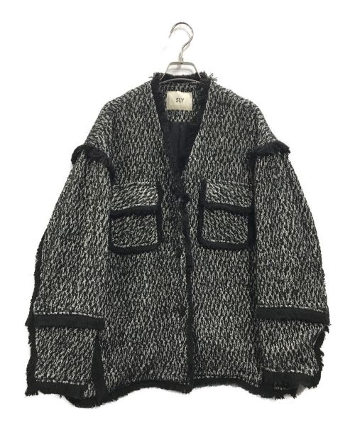 SLY（スライ）SLY (スライ) TWEED NO COLLAR ジャケット ブラック サイズ:FREEの古着・服飾アイテム