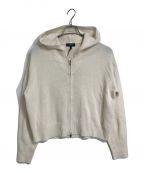 theoryセオリー）の古着「HOODY PO ZIP  ウールニット　カシミヤ混ニット　ニットパーカー　ニットフーディー　ジップニット　ジップフーディー」｜アイボリー