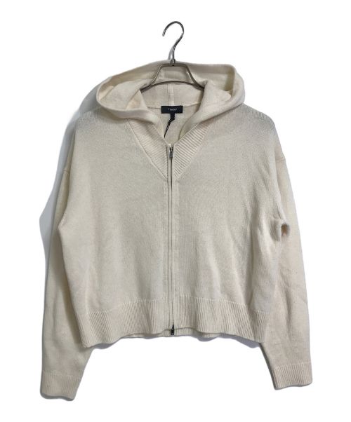 theory（セオリー）theory (セオリー) HOODY PO ZIP  ウールニット　カシミヤ混ニット　ニットパーカー　ニットフーディー　ジップニット　ジップフーディー アイボリー サイズ:Sの古着・服飾アイテム