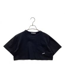 ALEXANDER WANG（アレキサンダーワン）の古着「ハイツイストジャージー クロップTシャツ」｜ブラック