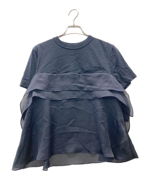 sacai（サカイ）sacai (サカイ) Satin Mix Cotton Jersey T-Shirt ブラック サイズ:1の古着・服飾アイテム