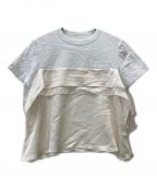 sacaiサカイ）の古着「Satin Mix Cotton Jersey T-Shirt」｜ホワイト