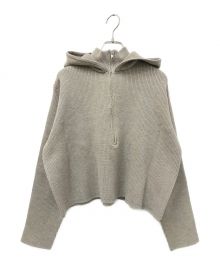 Ameri（アメリ）の古着「ZIP UP HOODIE SHORT KNIT」｜ベージュ