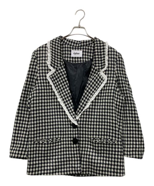 epine（エピヌ）epine (エピヌ) lace check knit jacket ブラック サイズ:FREEの古着・服飾アイテム