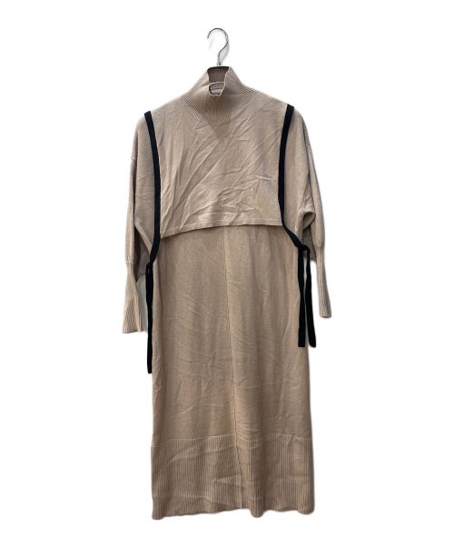 OSMOSIS（オズモーシス）OSMOSIS (オズモーシス) タートル付け衿&ニットワンピースSET ベージュ サイズ:Freeの古着・服飾アイテム