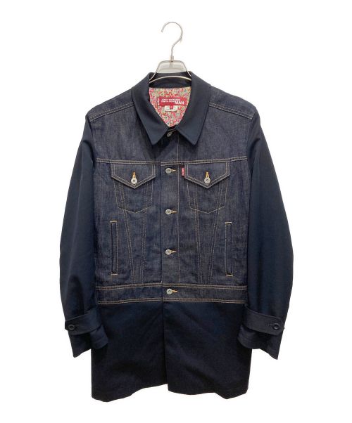 JUNYA WATANABE MAN（ジュンヤワタナベマン）JUNYA WATANABE MAN (ジュンヤワタナベマン) LEVI'S (リーバイス) 綿麻デニム×ウールギャバ／ドッキングジャケット／デニムジャケット／切り替えジャケット インディゴ×ネイビー サイズ:Sの古着・服飾アイテム