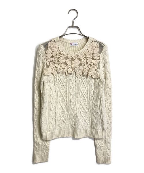 RED VALENTINO（レッドヴァレンティノ）RED VALENTINO (レッドヴァレンティノ) クロシェエンブロイダリーニット アイボリー サイズ:Sの古着・服飾アイテム