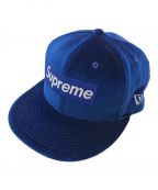 New Era×SUPREMEニューエラ×シュプリーム）の古着「Velour Box Logo ベロア　ボックスロゴ　キャップ　メンズ帽子　22AW」｜ブルー