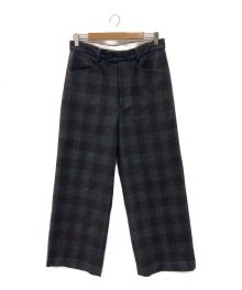 URU（ウル）の古着「WOOL CHECK WIDE PANTS」｜ブラウン×グレー