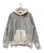 COMME des GARCONS HOMMEコムデギャルソン オム）の古着「PATCHWORK ZIP HOODY」｜ライトグレー