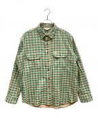 UNUSEDアンユーズド）の古着「CHECK CORDUROY SHIRT」｜ベージュ×グリーン