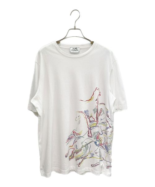 HERMES（エルメス）HERMES (エルメス) カヴァルカード ホースプリントTシャツ ホワイト サイズ:Mの古着・服飾アイテム