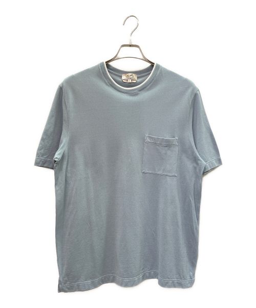 HERMES（エルメス）HERMES (エルメス) クルーネック ポケット Tシャツ スカイブルー サイズ:Mの古着・服飾アイテム