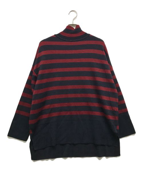 comme ca（コムサ）COMME CA (コムサ) 接結ボーダー ハイネックニット ネイビー サイズ:9の古着・服飾アイテム