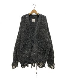 NOUNLESS（ナウンレス）の古着「SHINY GRUNGE KNIT CARDIGAN」｜グレー