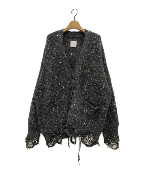 NOUNLESS（ナウンレス）NOUNLESS (ナウンレス) SHINY GRUNGE KNIT CARDIGAN グレー サイズ:2の古着・服飾アイテム