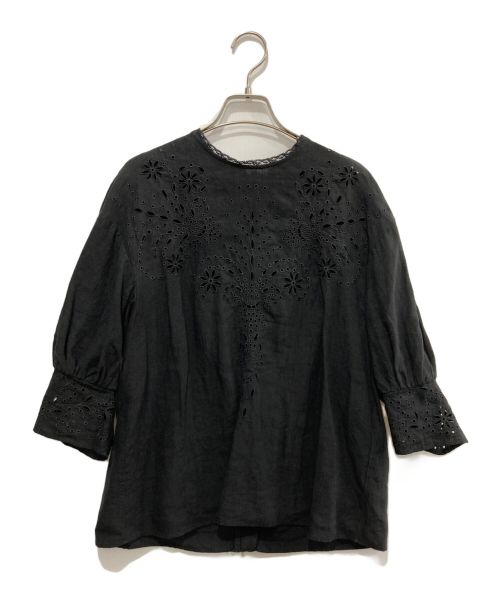 beautiful people（ビューティフルピープル）beautiful people (ビューティフルピープル) cutwork embroidary vintage pull over ブラック サイズ:36の古着・服飾アイテム