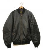 HOUSTONヒューストン）の古着「SHEEP LEATHER MA-1 FLIGHT JACKET」｜ブラック