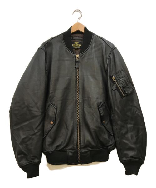 HOUSTON（ヒューストン）HOUSTON (ヒューストン) SHEEP LEATHER MA-1 FLIGHT JACKET ブラック サイズ:XLの古着・服飾アイテム