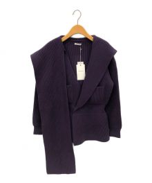 FUMIKA UCHIDA（フミカウチダ）の古着「RIB STITCH HOODED STOLE CARDIGAN」｜MAUVE