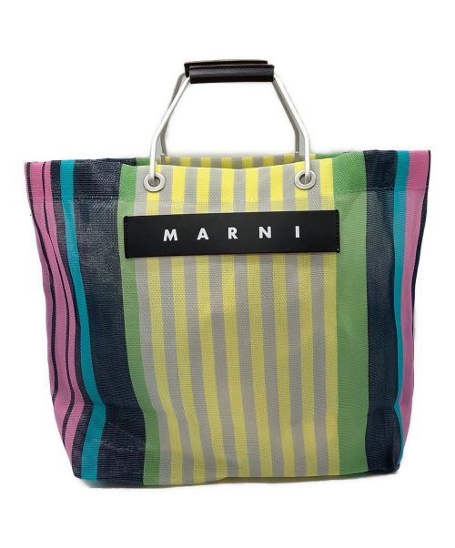 MARNI（マルニ）MARNI (マルニ) フラワーカフェ ストライプトートバッグ ピンクキャンディ マルチカラーの古着・服飾アイテム