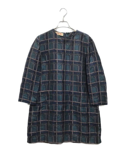 MARNI（マルニ）MARNI (マルニ) チェックワンピース ネイビー サイズ:40の古着・服飾アイテム