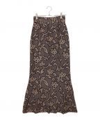 TODAYFULトゥデイフル）の古着「Jacquard Leaf Pencilskirt」｜ブラック