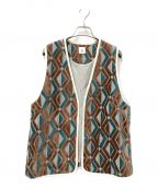 6(ROKU) BEAUTY&YOUTHロク ビューティーアンドユース）の古着「DIAMOND MOTIF CUT PILE VEST」｜ブラウン×ブルー