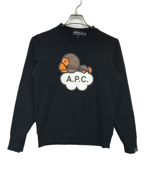 A.P.C.（アーペーセー）A.P.C. (アーペーセー) A BATHING APE (アベイシングエイプ) MILO WIDE CREWNECK ブラック サイズ:2XSの古着・服飾アイテム