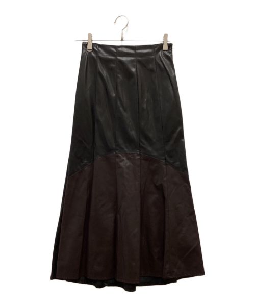 HER LIP TO（ハーリップトゥ）HER LIP TO (ハーリップトゥ) Vegan Leather Midi Skirt/ヴィーガンレザーミディスカート ブラック サイズ:Mの古着・服飾アイテム