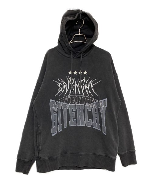 GIVENCHY（ジバンシィ）GIVENCHY (ジバンシィ) LOGO EMBROIDERED DRAWSTRING HOODIE ブラック サイズ:Mの古着・服飾アイテム