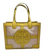 TORY BURCHトリーバーチ）の古着「ELLA CANVAS QUADRANT TOTE」｜イエロー×ベージュ