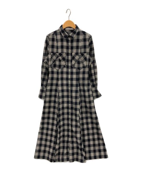 HER LIP TO（ハーリップトゥ）Her lip to (ハーリップトゥ) Checkered Pleats Long Shirt Dress ブラック サイズ:Mの古着・服飾アイテム