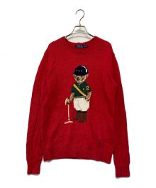 POLO RALPH LAUREN（ポロ・ラルフローレン）の古着「ポロベアクルーネックニット」｜レッド