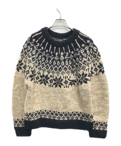 OMOI KNIT（オモイ ニット）OMOI KNIT (オモイ ニット) ノルディックプルオーバーニット ネイビー×ベージュ サイズ:L 未使用品の古着・服飾アイテム