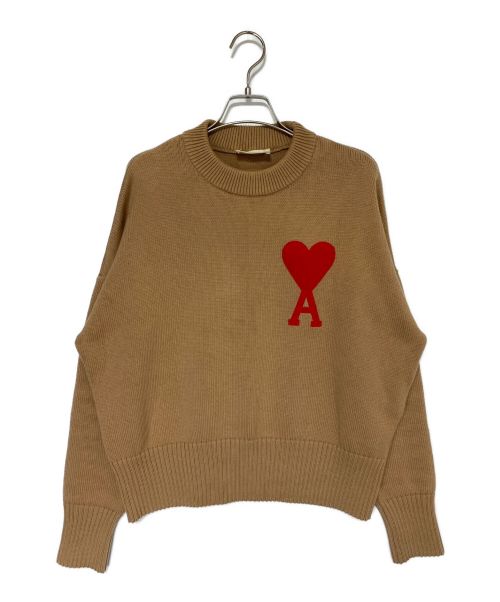 AMI Alexandre Mattiussi（アミ アレクサンドル マテュッシ）AMI Alexandre Mattiussi (アミ アレクサンドル マテュッシ) BIG HEART INTARSIA OVERSIZE KNIT ブラウン サイズ:XSの古着・服飾アイテム