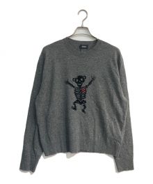 WE11DONE（ウェルダン）の古着「Bolt Teddy Knit Sweater ダメージ加工　WD-KT1-24-629-U-DG」｜グレー