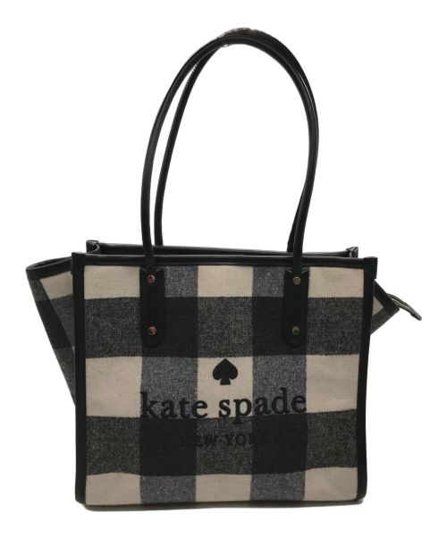 Kate Spade（ケイトスペード）Kate Spade (ケイトスペード) エラ フェスティブ チェック ファブリック トート　K9430 ブラック×ホワイト サイズ:-の古着・服飾アイテム