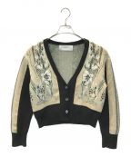 MURRALミューラル）の古着「Framed flower knit short cardigan　MU21AW-0502」｜ベージュ