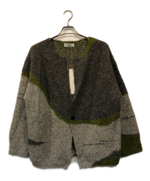 amachi.（アマチ）amachi. (アマチ) Altitude.1520 Cardigan グリーン×グレー サイズ:4の古着・服飾アイテム